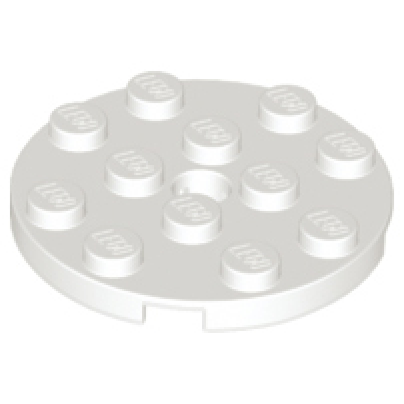 Plaat, Rond 4x4 met gat White